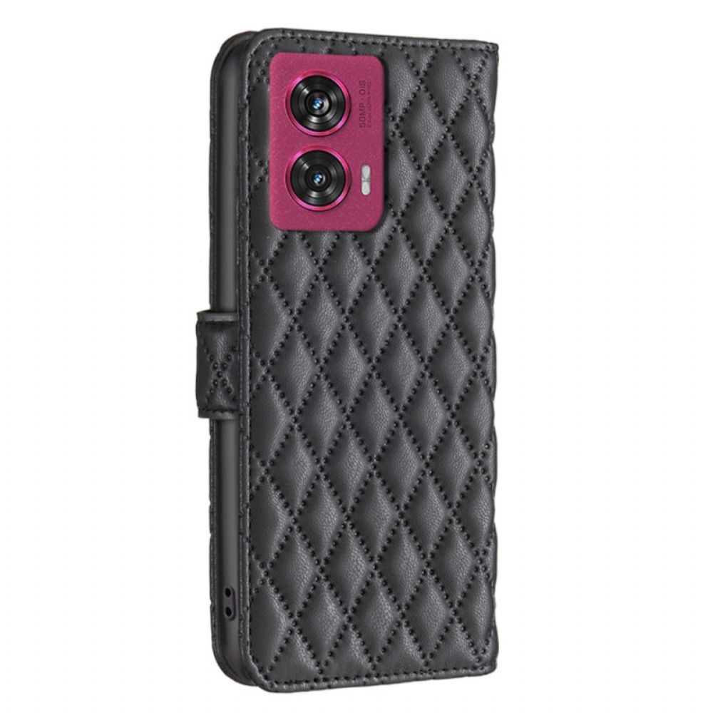 Folio-hoesje Motorola Edge 50 Fusion Gewatteerde Binfen Kleur