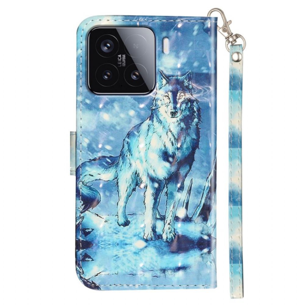 Flip Case Leren Xiaomi 15t Pro Sneeuwwolf