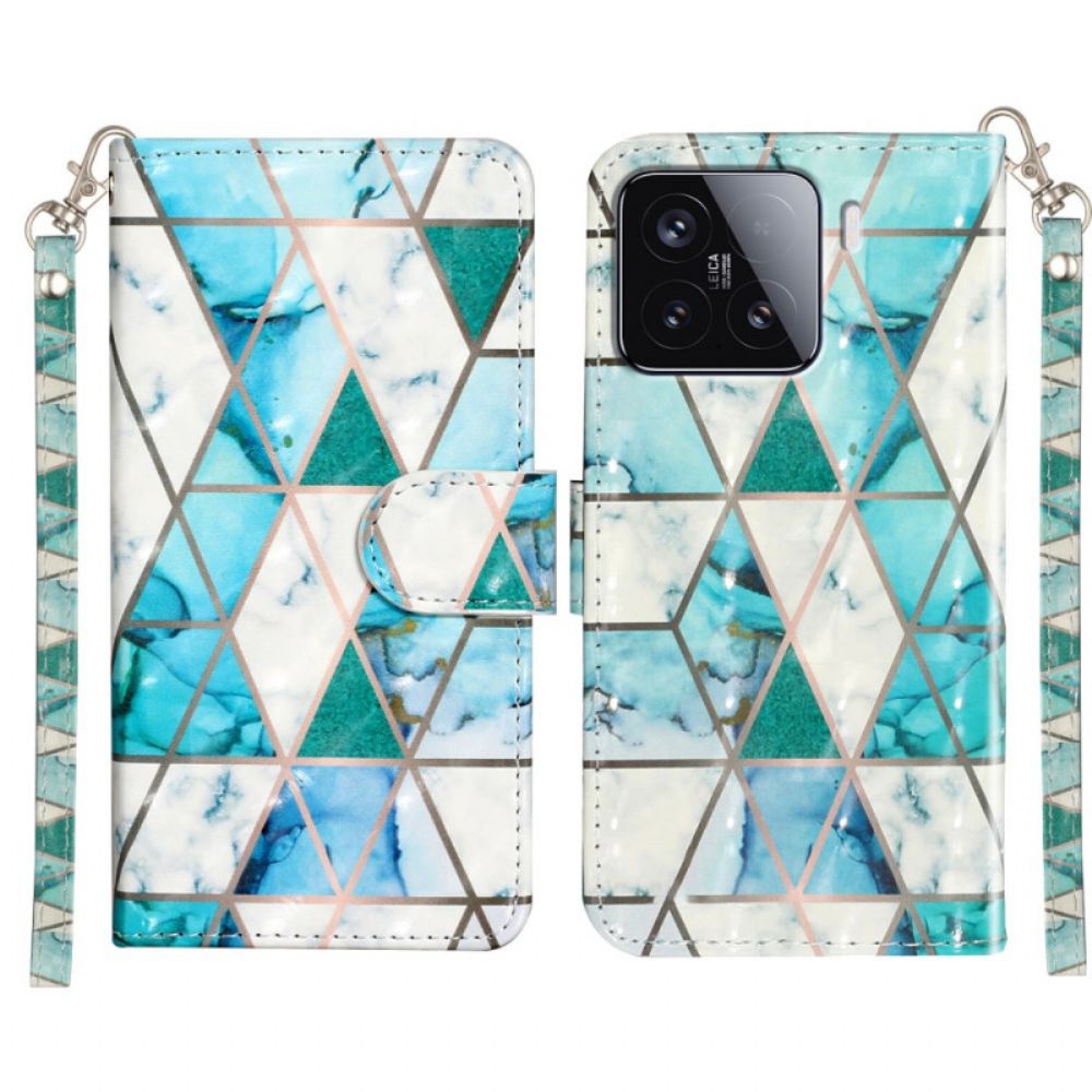 Folio-hoesje Xiaomi 15t Pro Groen Marmer Met Bandje