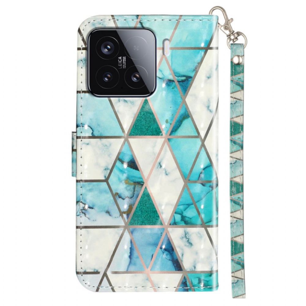 Folio-hoesje Xiaomi 15t Pro Groen Marmer Met Bandje