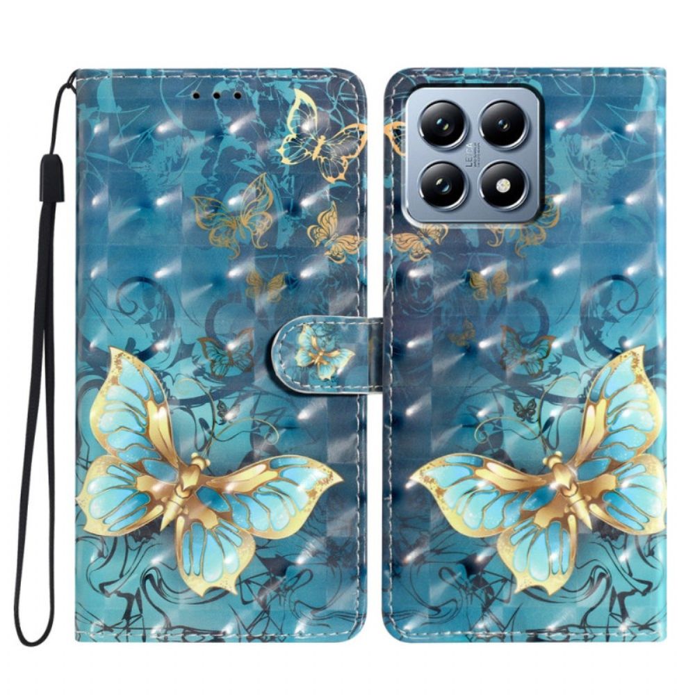 Folio-hoesje Xiaomi 15t Pro Telefoonhoesje Gouden Vlinders