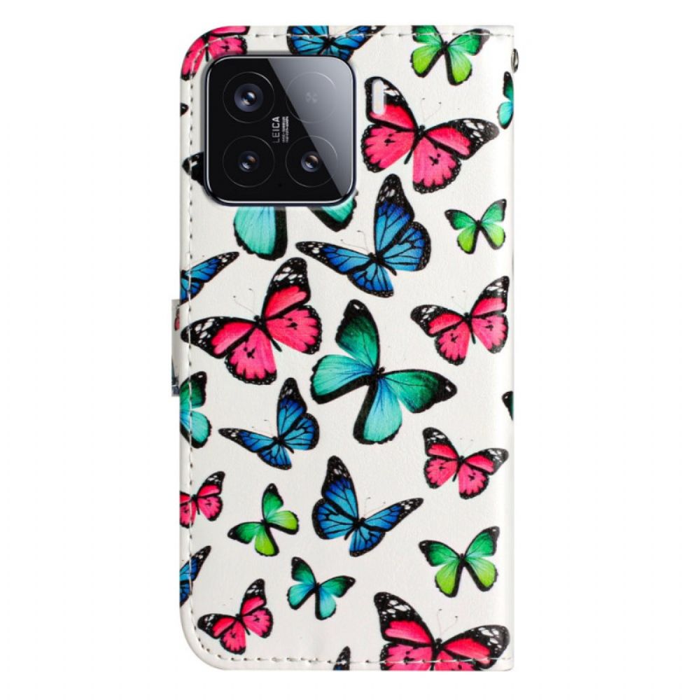 Folio-hoesje Xiaomi 15t Pro Telefoonhoesje Kleurrijke Vlinders