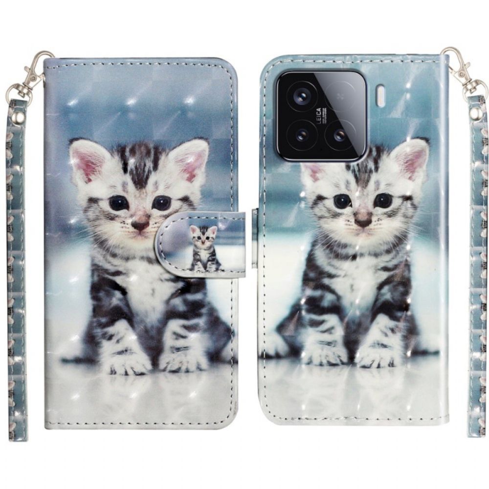 Folio-hoesje Xiaomi 15t Pro Telefoonhoesje Lanyard Kitten