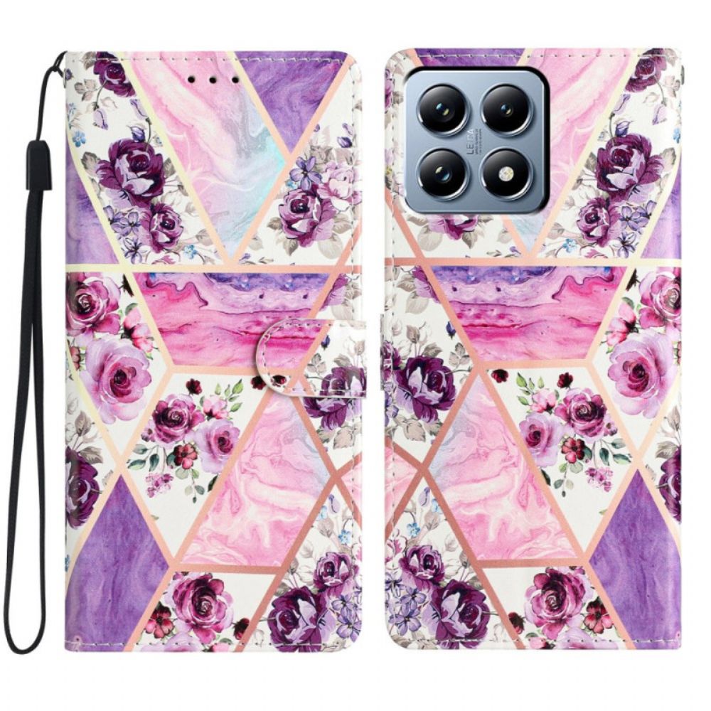 Folio-hoesje Xiaomi 15t Pro Telefoonhoesje Paarse Bloemen