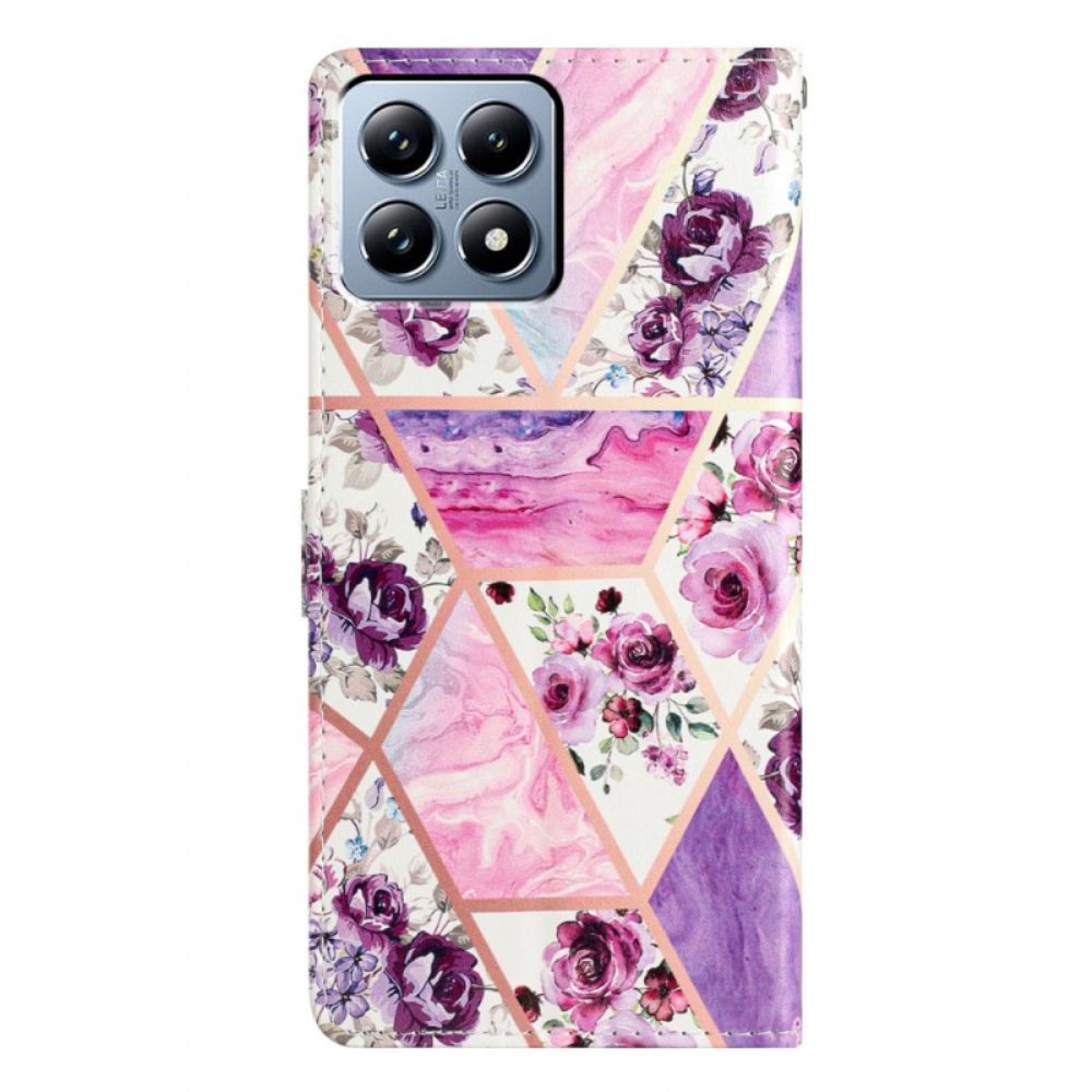Folio-hoesje Xiaomi 15t Pro Telefoonhoesje Paarse Bloemen