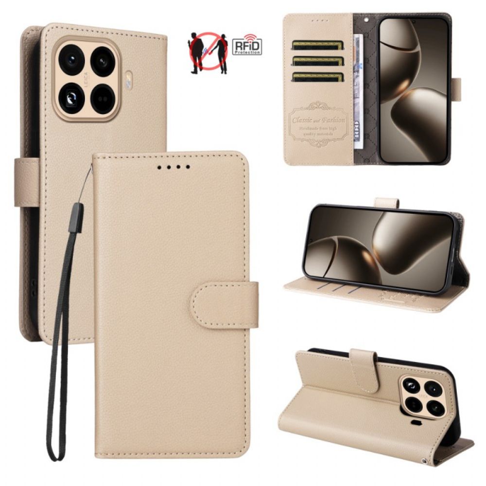 Folio-hoesje Xiaomi 15t Pro Telefoonhoesje Rfid-portemonnee Met Leerlook