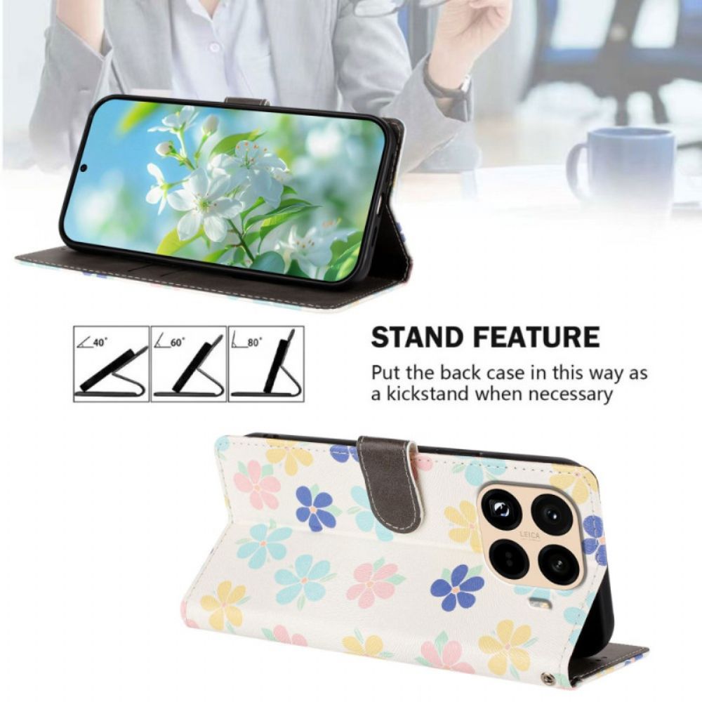 Leren Hoesje Voor Xiaomi 15t Pro Kleine Bloemen