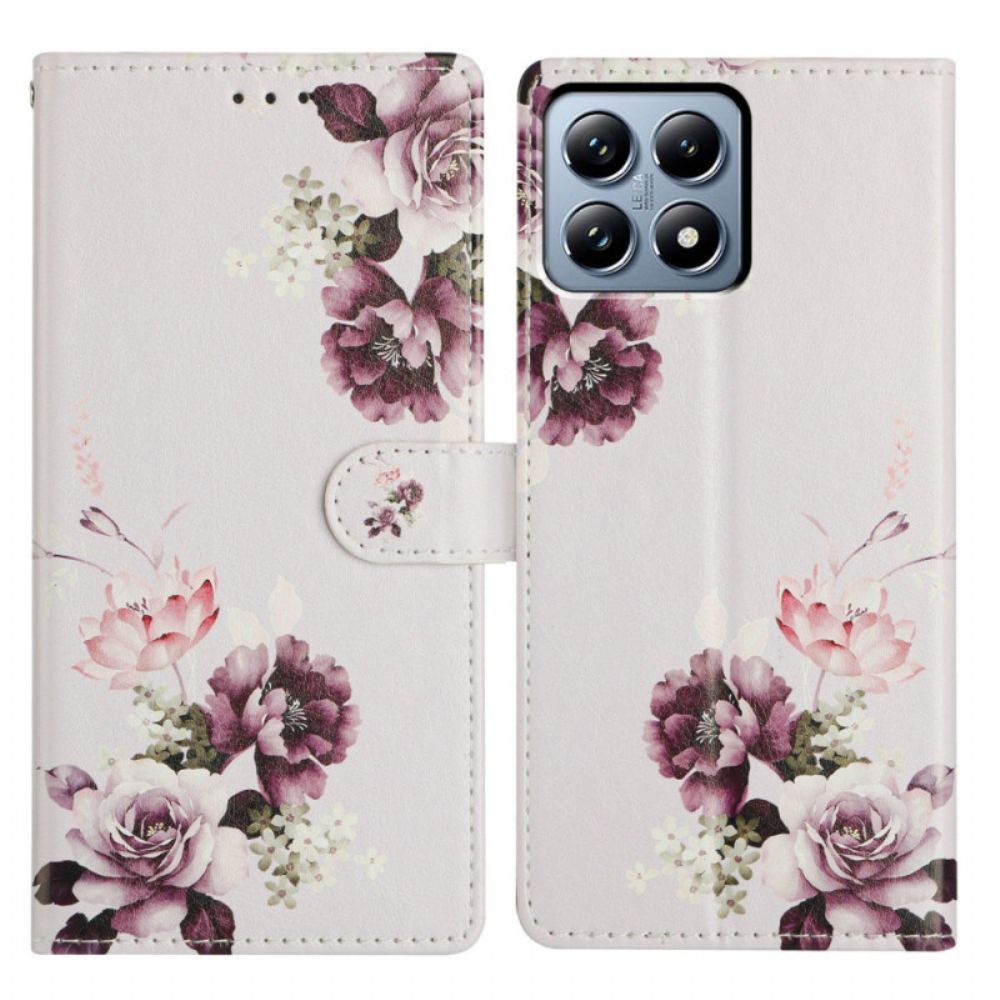 Leren Hoesje Voor Xiaomi 15t Pro Paarse Rozen