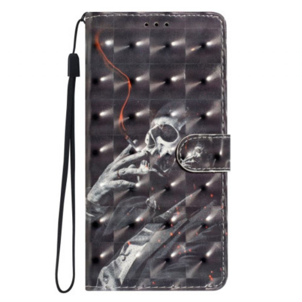 Leren Hoesje Voor Xiaomi 15t Pro Rokend Skelet