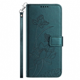 Leren Hoesje Xiaomi 15t Pro Bloemenprint Met Bandje Bescherming Hoesje