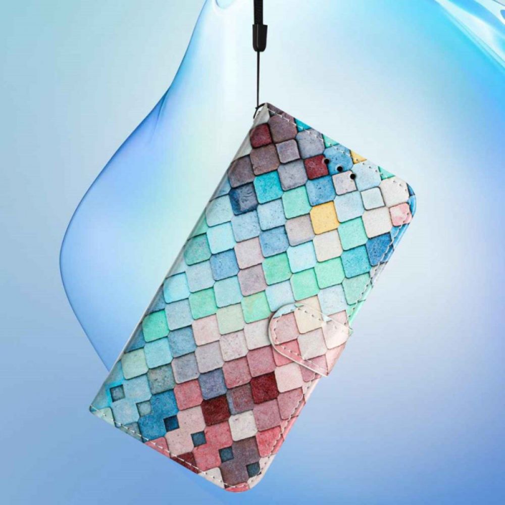 Leren Hoesje Xiaomi 15t Pro Geruit Patroon Bescherming Hoesje