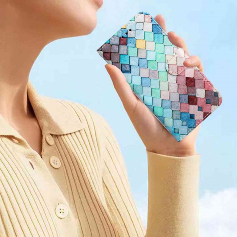 Leren Hoesje Xiaomi 15t Pro Geruit Patroon Bescherming Hoesje