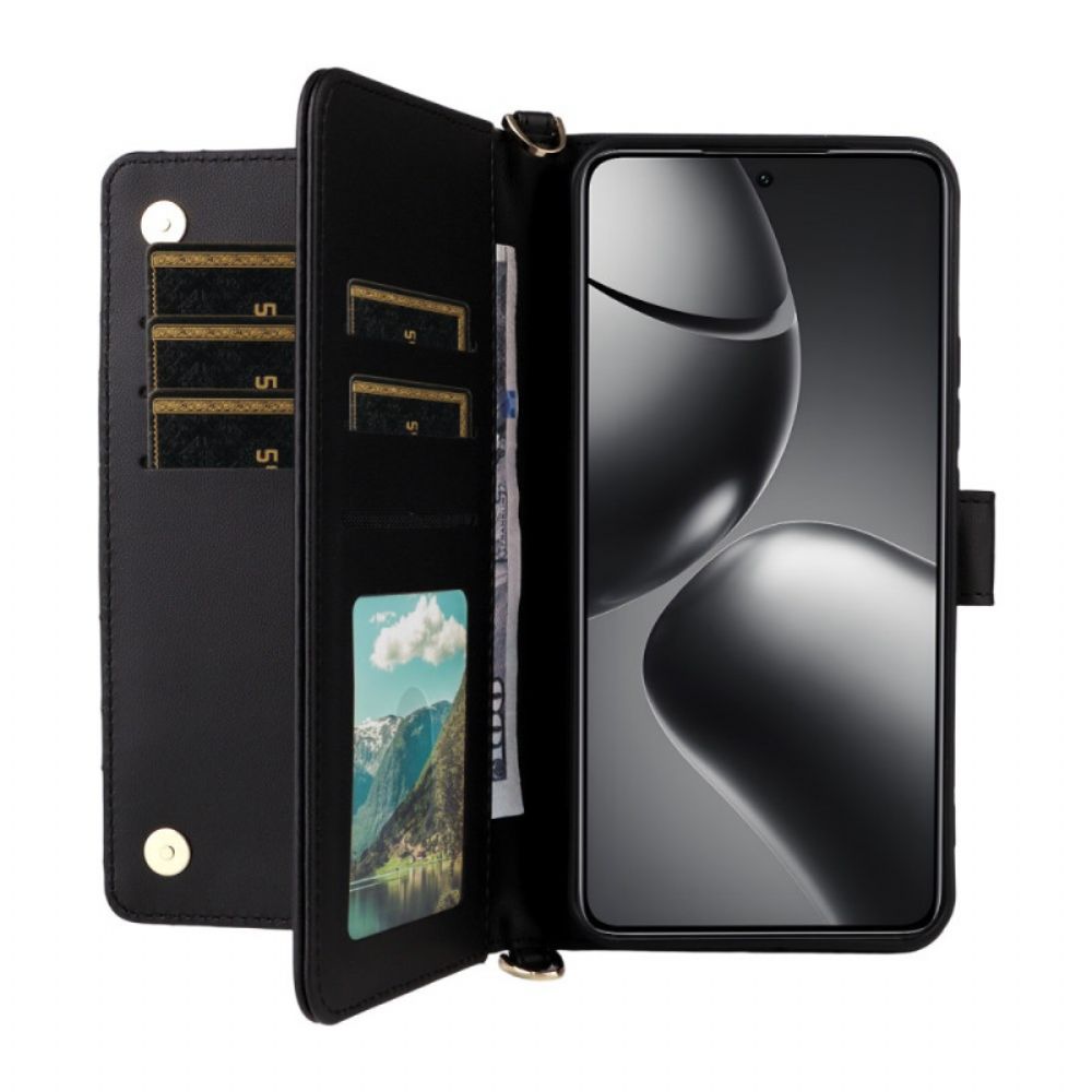 Leren Hoesje Xiaomi 15t Pro Gewatteerd Met Bandje En Polsbandje Bescherming Hoesje