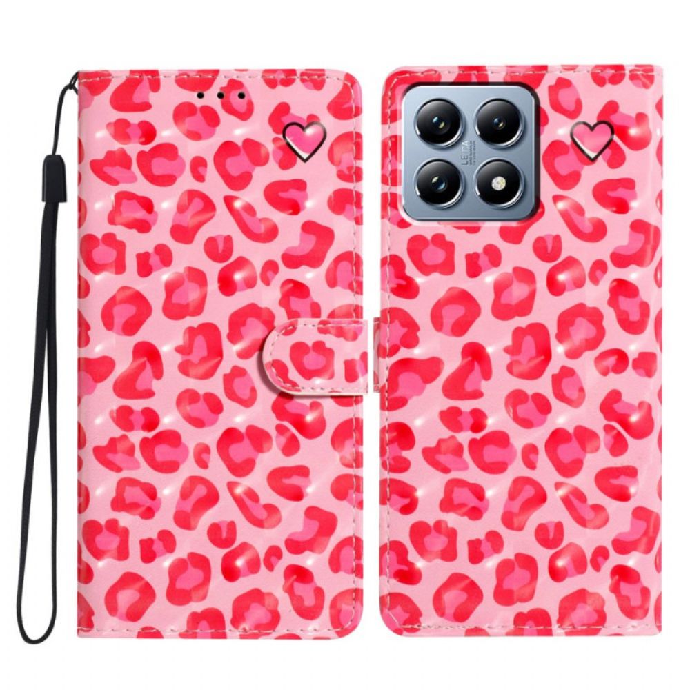 Leren Hoesje Xiaomi 15t Pro Roze Luipaard Bescherming Hoesje