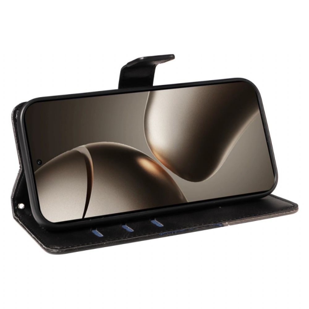 Leren Hoesje Xiaomi 15t Pro Tweekleurig Geometrisch Patroon Bescherming Hoesje