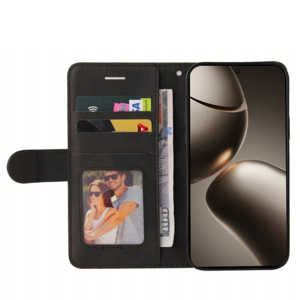 Leren Hoesje Xiaomi 15t Pro Tweekleurig Golvend Patroon Bescherming Hoesje