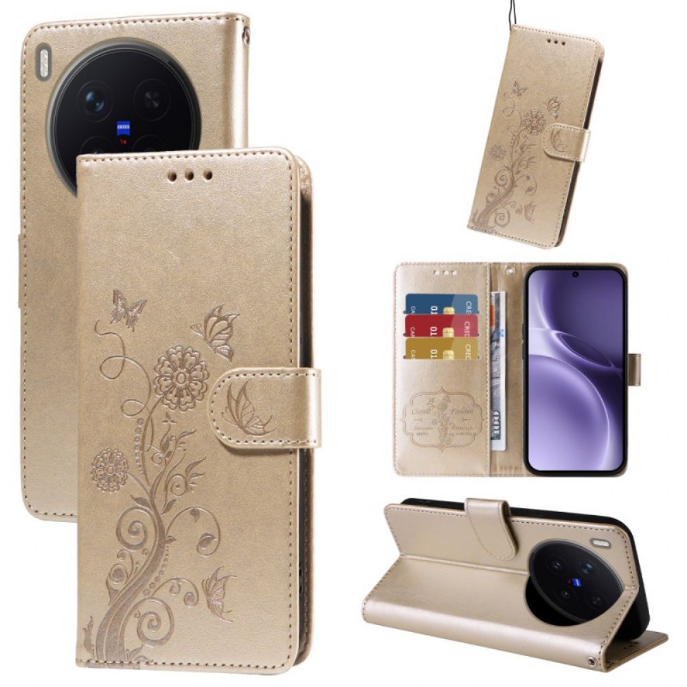 Bescherming Hoesje Vivo X300 Pro Bloemen- En Vlinderpatroon