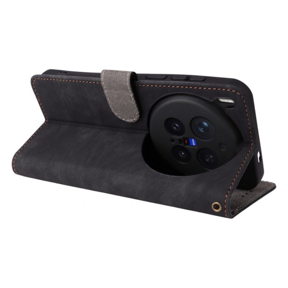 Folio-hoesje Vivo X300 Pro Telefoonhoesje Rfid-bescherming Met Lederlook