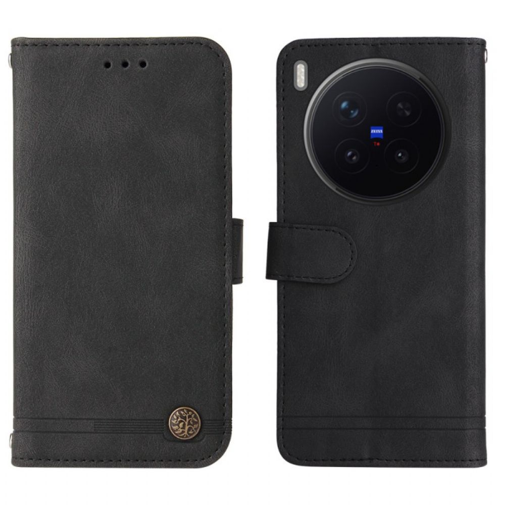 Folio-hoesje Vivo X300 Pro Telefoonhoesje Suède-effect Met Klinknagels