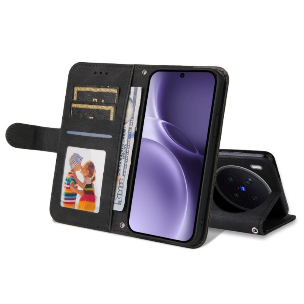 Folio-hoesje Vivo X300 Pro Telefoonhoesje Suède-effect Met Klinknagels