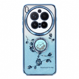 Hoesje Voor Vivo X300 Pro Ringhouder Met Bloem En Strass-steentjes