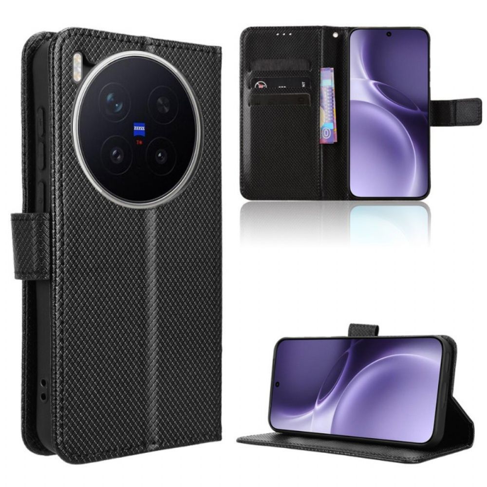 Leren Hoesje Vivo X300 Pro Diamanttextuur