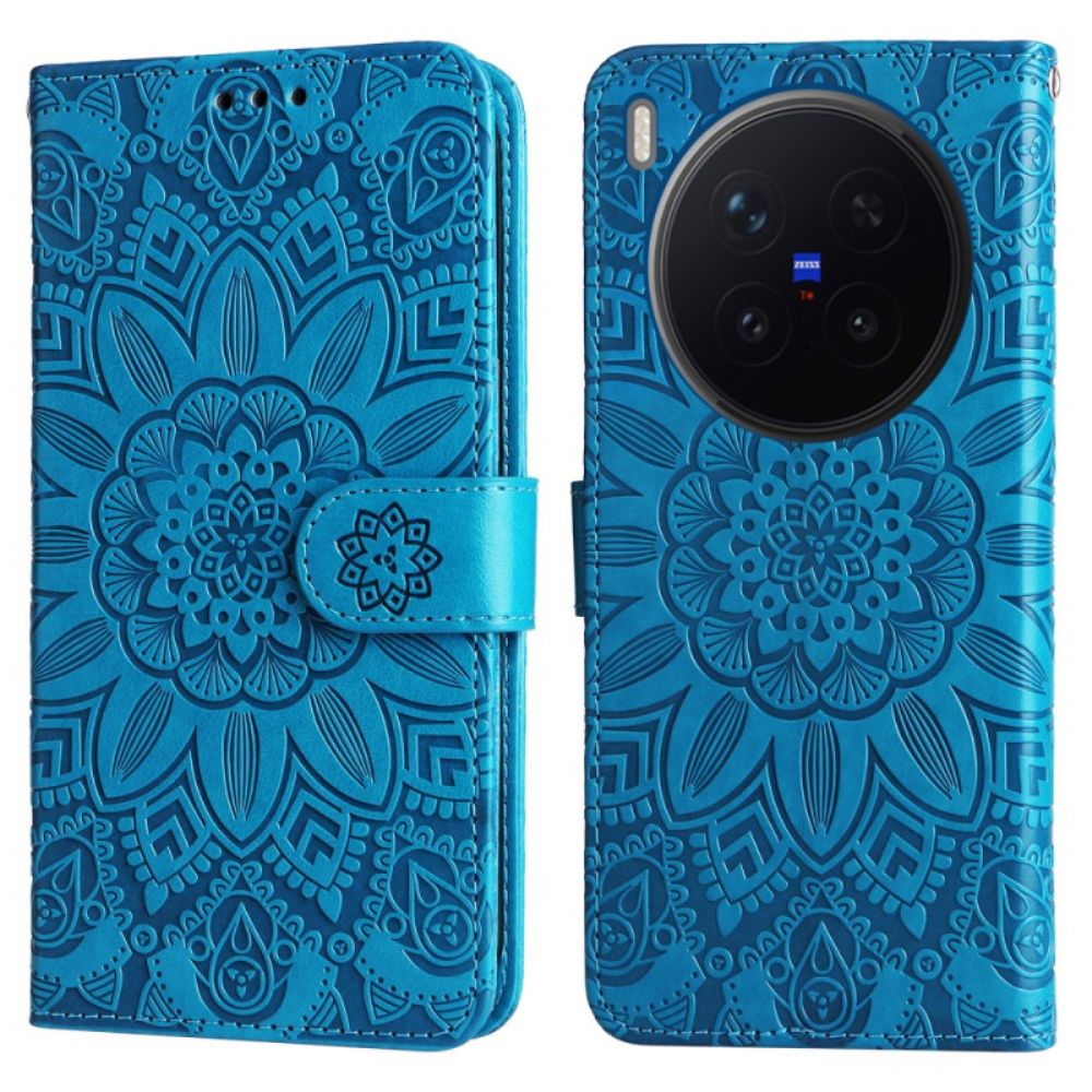 Leren Hoesje Vivo X300 Pro Zonnebloempatroon