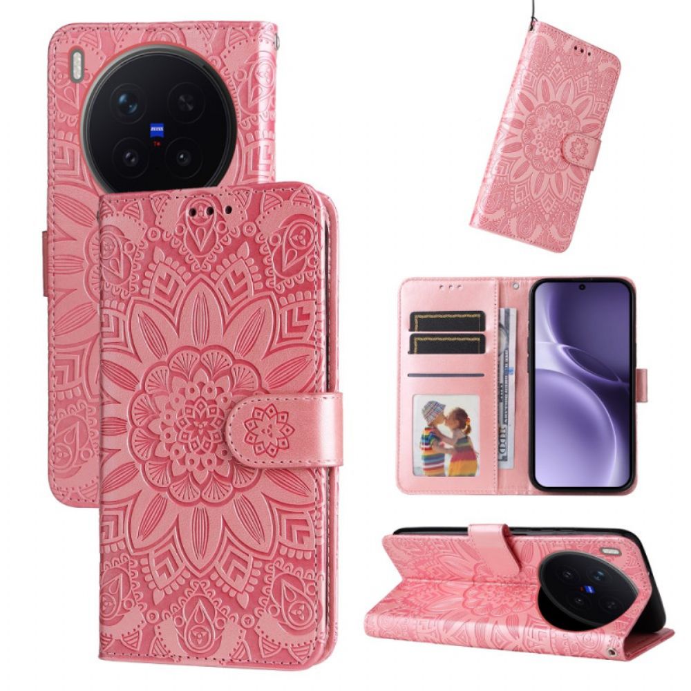 Leren Hoesje Vivo X300 Pro Zonnebloempatroon