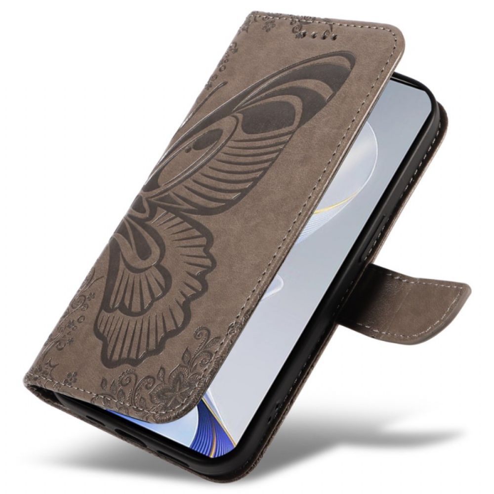 Flip Case Leren Vivo V40 5g Grafische Vlinder