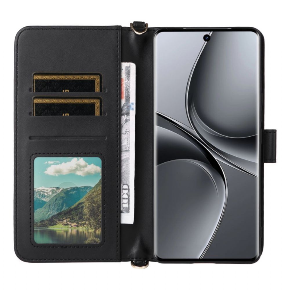 Leren Hoesje Vivo V40 5g Gewatteerd Met Bandje En Schouderband Bescherming Hoesje