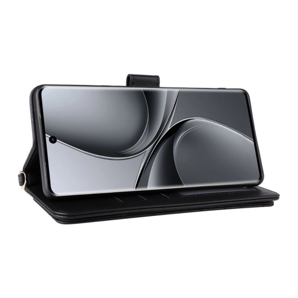 Leren Hoesje Vivo V40 5g Gewatteerd Met Bandje En Schouderband Bescherming Hoesje