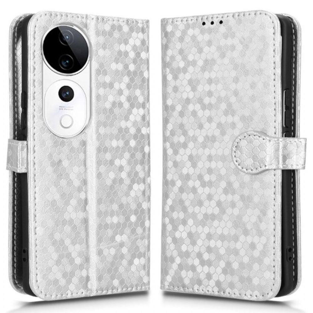 Leren Hoesje Vivo V40 5g Glitterstippen Bescherming Hoesje