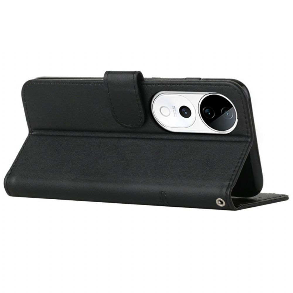 Leren Hoesje Vivo V40 5g Zakelijke Stijl Bescherming Hoesje