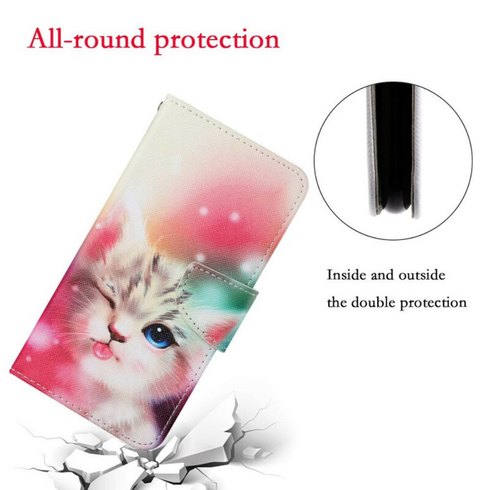 Flip Case voor iPhone 13 Kattenverhalen Met Lanyard