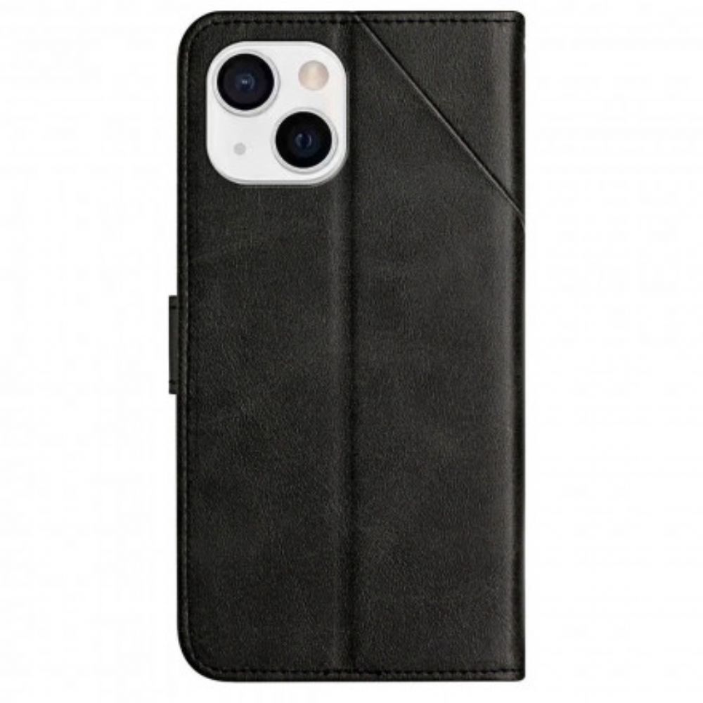 Flip Case voor iPhone 13 Met Ketting Geometrische Leerstijl Met Bandjes
