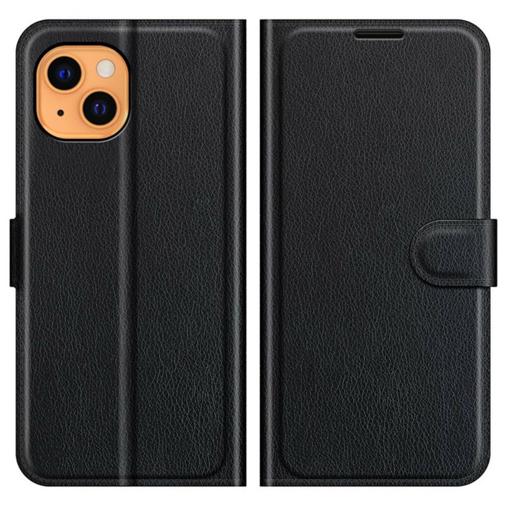 Folio-hoesje voor iPhone 13 Klassiek Litchi-leereffect