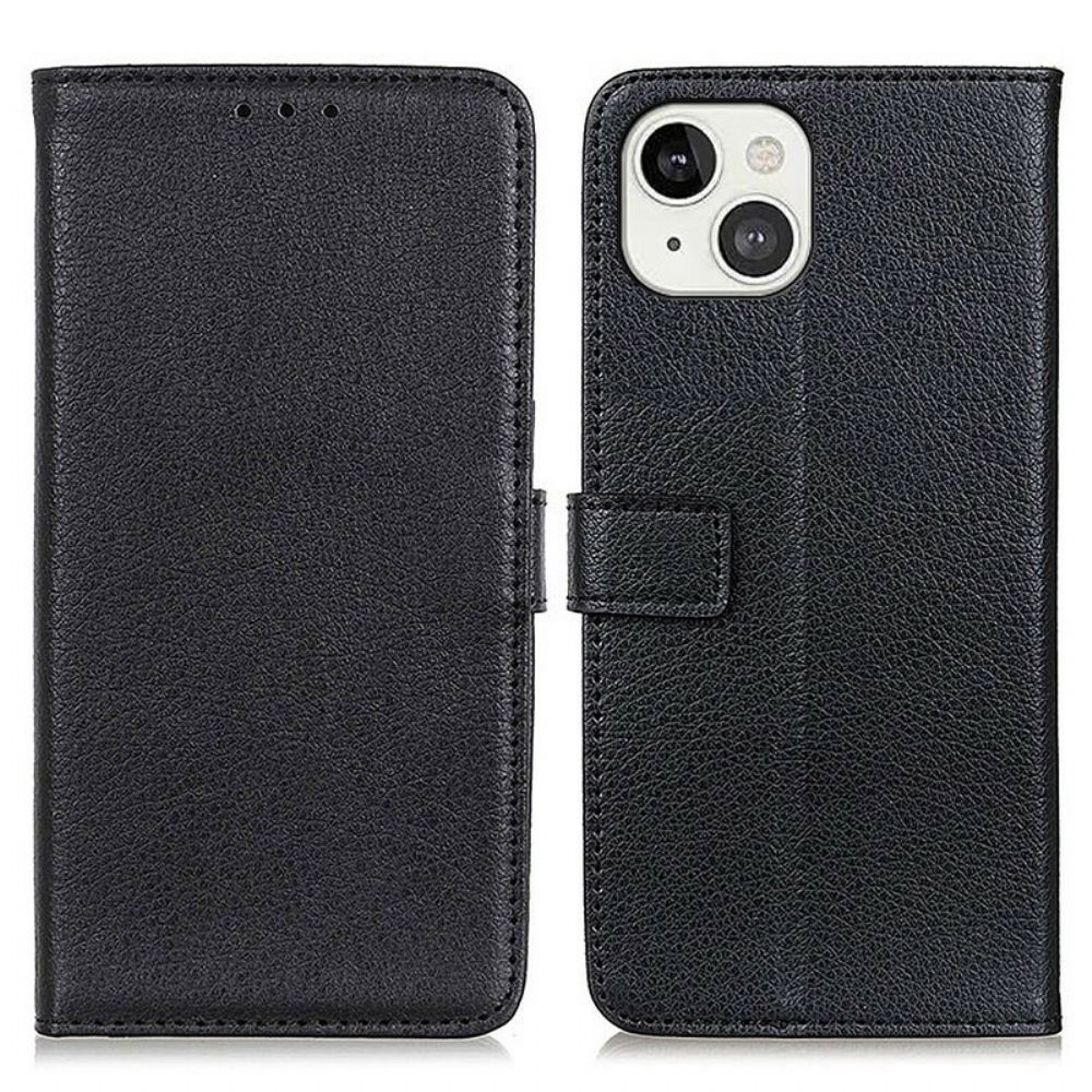 Folio-hoesje voor iPhone 13 Premium Litchi Kunstleer