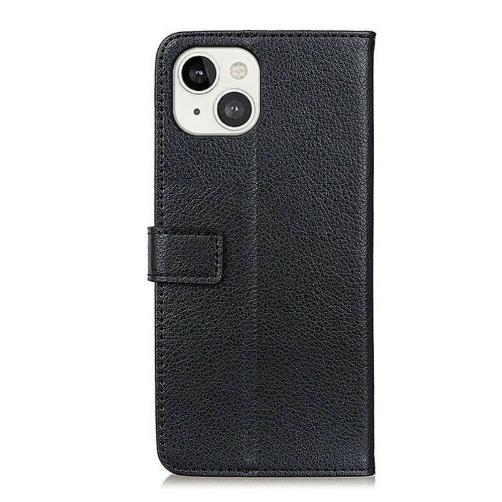 Folio-hoesje voor iPhone 13 Premium Litchi Kunstleer