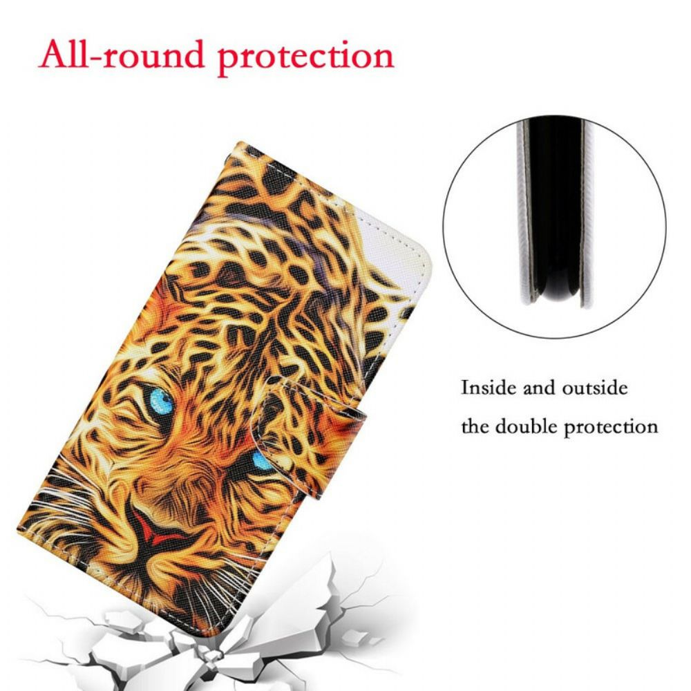 Folio-hoesje voor iPhone 13 Tijger Met Lanyard