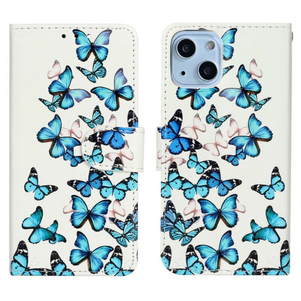 Folio-hoesje voor iPhone 13 Vliegende Vlinders