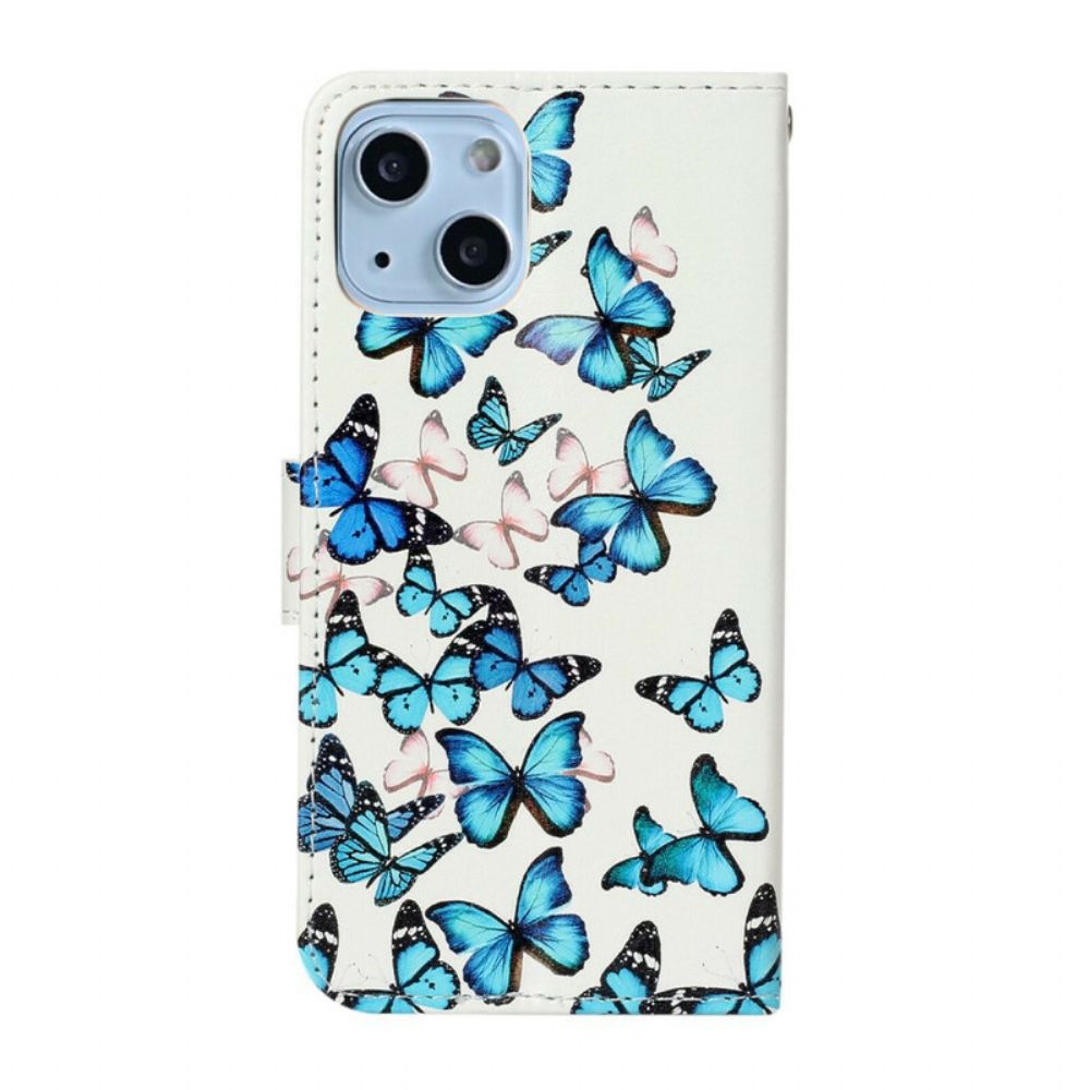 Folio-hoesje voor iPhone 13 Vliegende Vlinders