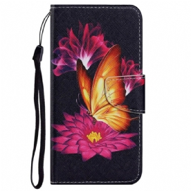 Folio-hoesje voor iPhone 13 Vlinder En Lotus