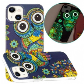 Hoesje voor iPhone 13 Fluorescerende Mandala Uil