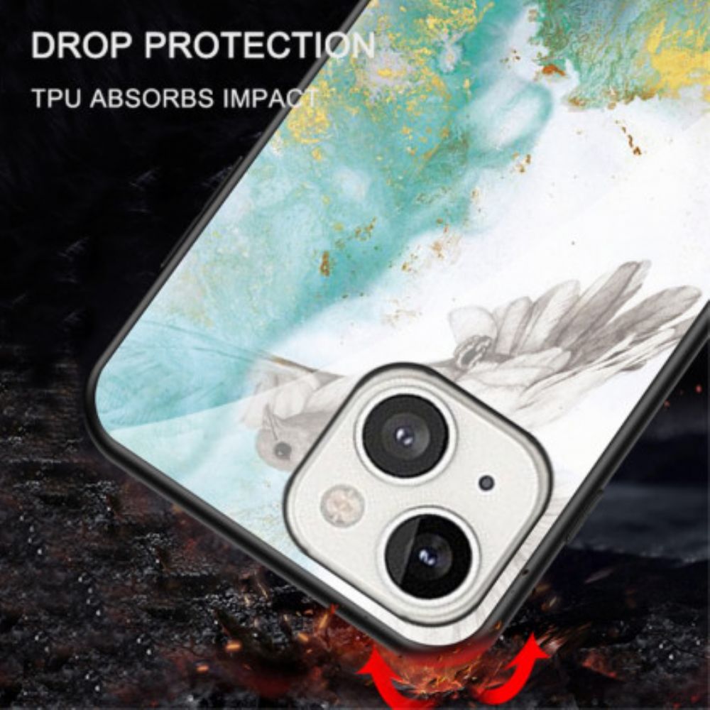 Hoesje voor iPhone 13 Marmer Kleuren Gehard Glas