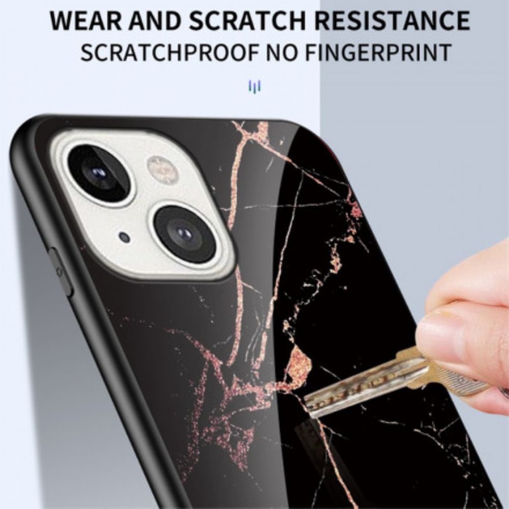 Hoesje voor iPhone 13 Marmer Kleuren Gehard Glas