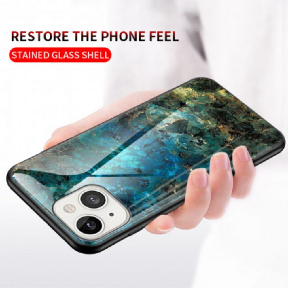 Hoesje voor iPhone 13 Marmer Kleuren Gehard Glas