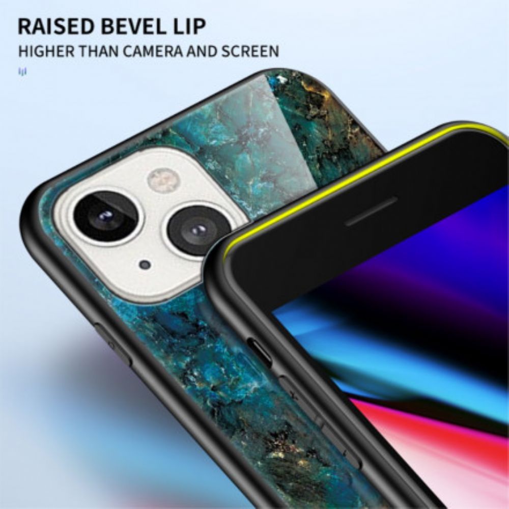 Hoesje voor iPhone 13 Marmer Kleuren Gehard Glas