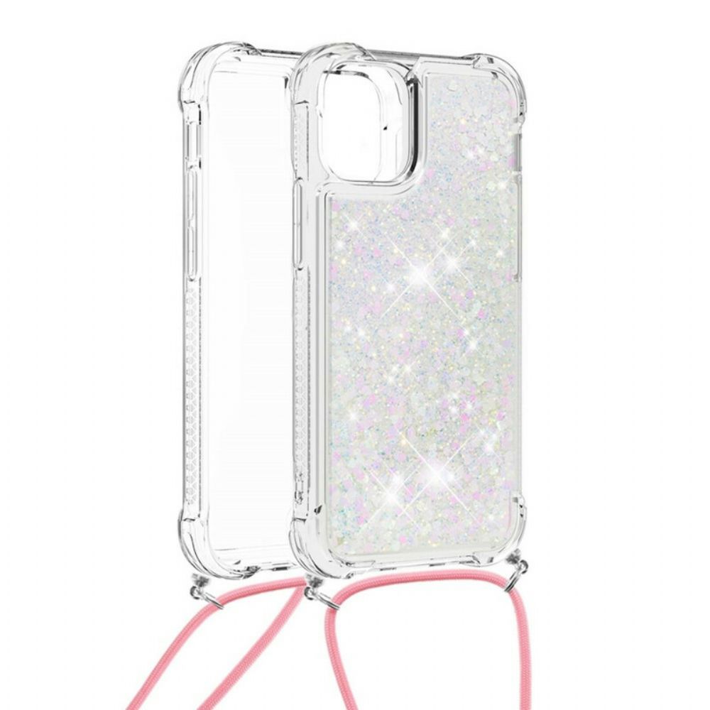 Hoesje voor iPhone 13 Pailletten Met Koord