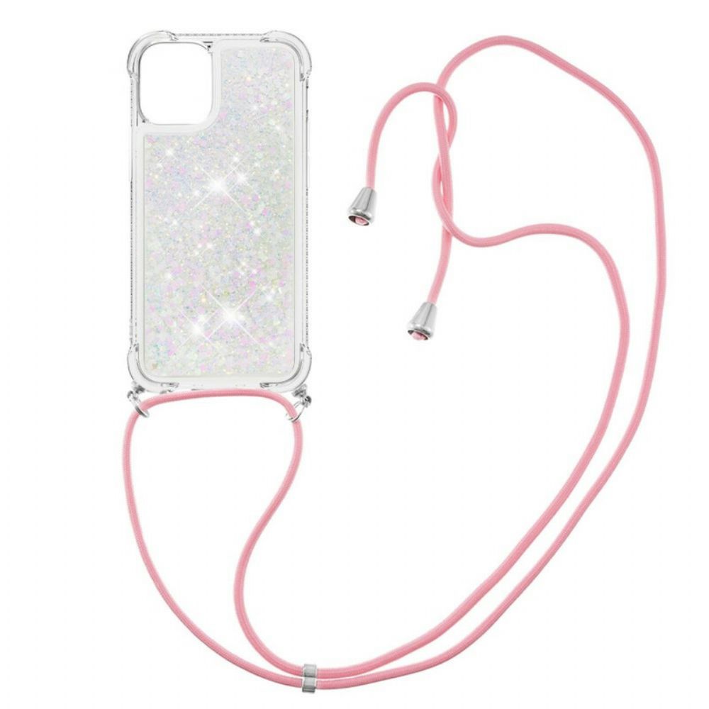 Hoesje voor iPhone 13 Pailletten Met Koord