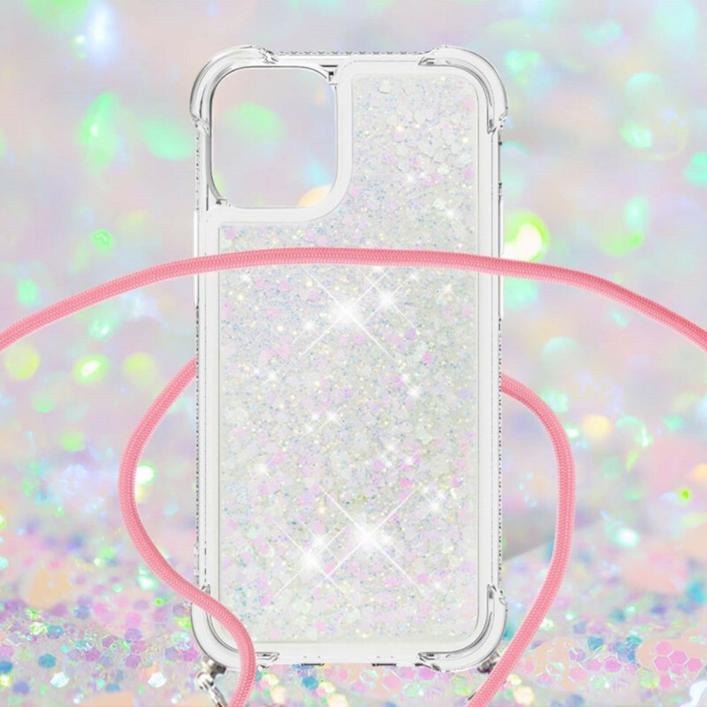 Hoesje voor iPhone 13 Pailletten Met Koord